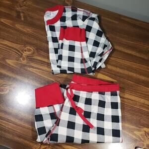 Hanna Andersson Pajama Set Organic Cotton Women's Large Black White Check Red
